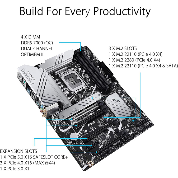 خرید مادربرد Asus Prime Z790-P - رم DDR5 - فرم ATX - چیپست اینتل